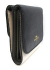 Nwt Coach Crossgrain Leather Trifold Geometric Colorblock Wallet Black/chalk/fog