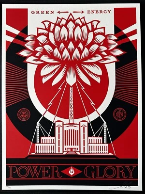 Shepard Fairey — GREEN POWER — Firmado y numerado — Impresión artística como nueva — OBEDECER GIGANTE Foto 1 de 4
