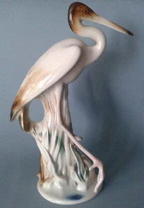 Seltene alte Reiher Figur ca 40 cm Porzellan gemarkt - Bild 1 von 10