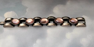 Seltenes Ben Amun Schwergliederarmband mit lauen Steinen 80er Jahre - Bild 1 von 4
