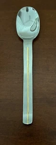 Vintage OXFORD HALL Stainless Table Soup Spoon Gold Indent Down the Center Korea - Picture 1 of 7