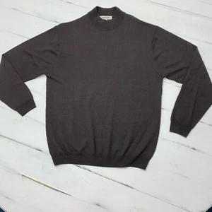 Pronto Uomo Brown Sweater Men's Large 100% Merino Wool Long Sleeve - Picture 1 of 11