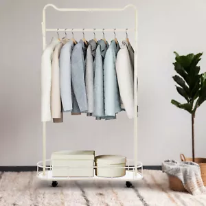 Clothes Rack Movable Coat Rack Organizer Coat Rack with Storage Basket for Home - Picture 1 of 15