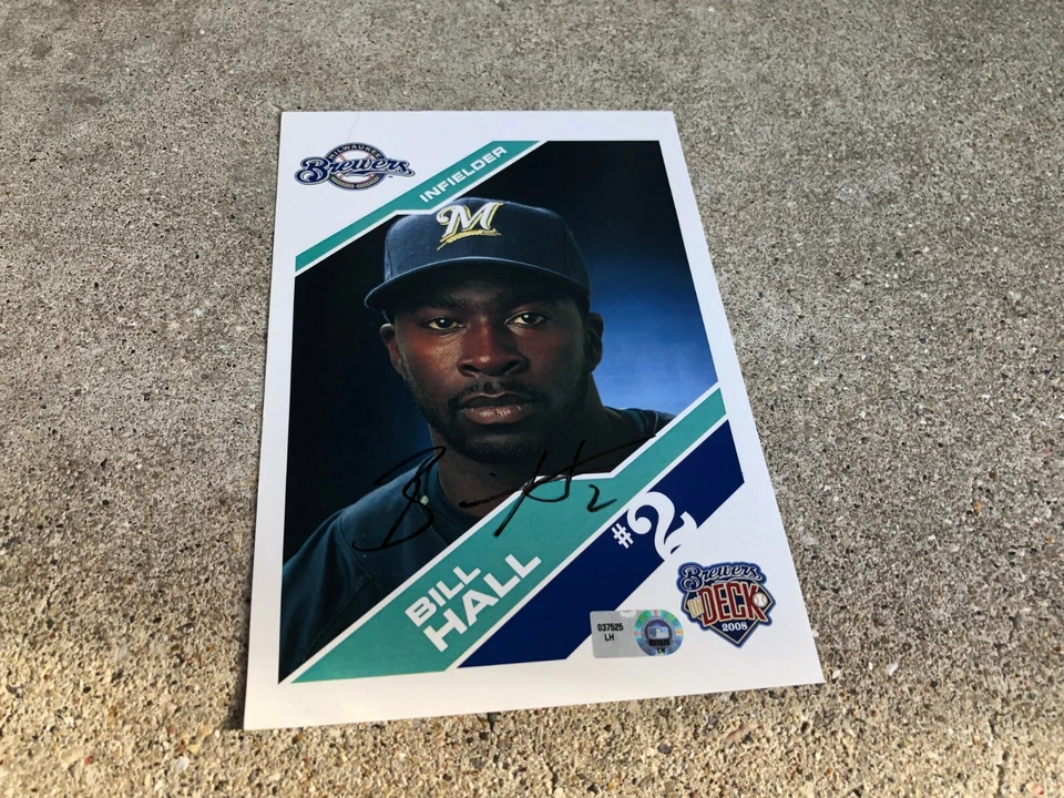 Tarjeta #MISC-3616 MILWAUKEE BREWERS firmada automáticamente - Bill Hall Foto 1 de 1