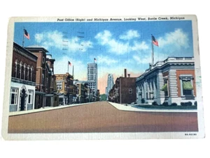 Vintage Post Office Michigan Ave Battle Creek Michigan kostenloser Versand 1958 A29 - Bild 1 von 2