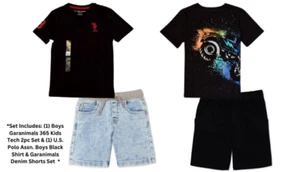 Garanimals /365 Kids/US Polo Assn Toddler Boys Lot 4 Shorts Tops Sets Sz 4T NEW - Picture 1 of 6