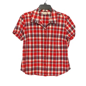 Blusa para mujer Fiorlini International a cuadros manga corta con botones talla grande - Imagen 1 de 9
