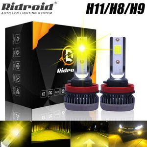 Mini H11 H8 H9 3000K Golden Yellow LED Headlight Bulbs High Low Beam Fog Light - Picture 1 of 12