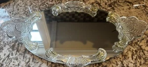 Vintage Shannon Crystal Mirrored Vanity Tray Oval 18”X 10-1/2” - Picture 1 of 5
