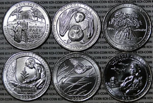 BU UNC United States US 2020-2021 P/D National Parks ATB 6x quarters 25c coins - Picture 1 of 2