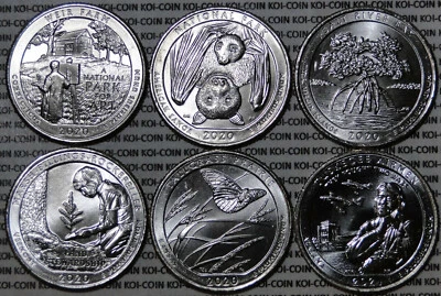 BU UNC United States US 2020-2021 P/D National Parks ATB 6x quarters 25c coins - Image 1 of 2