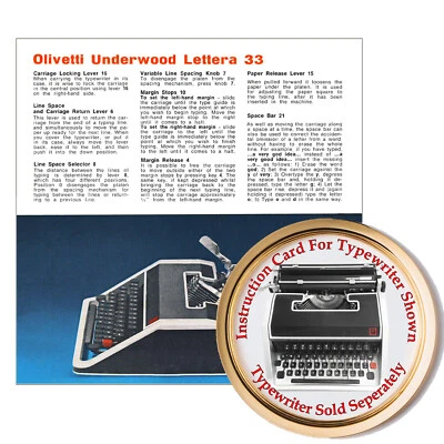Olivetti Lettera 33 máquina de escribir guía de tarjeta de instrucciones del usuario del propietario Foto 1 de 4