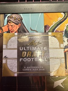 2022 Leaf Ultimate Draft Football Factory Sealed Hobby Box - 5 AUTOS PER BOX