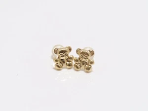 14K Yellow Gold Teddy Bear Earring - Picture 1 of 7
