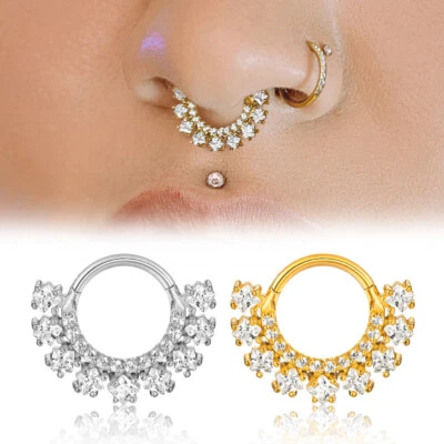1 pieza brillantes circonitas aro nariz anillos tabique clicker pendientes cartílago hélice Foto 1 de 4
