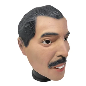 Freddie Mercury Mask Latex Wembley Famous Rock Star Freddy Costume Accessory - Picture 1 of 9