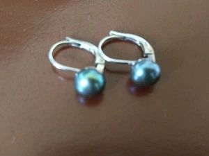 925 Silber Ohrringe mit grünen Perlen Ohrhänger im Etui - Bild 1 von 9