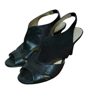 Bandolino Mikea Slingback Black Textured Cutout Slingback Sandals 3 IN Heel 8.5M - Picture 1 of 8