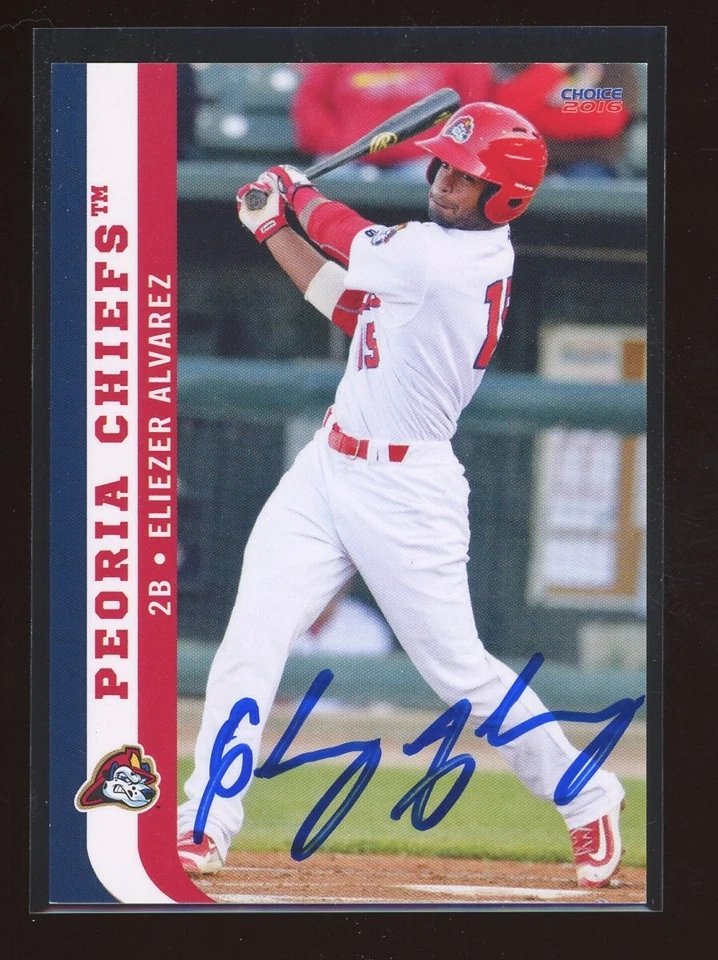 2016 Peoria Chiefs ELIEZER ALVAREZ Signed Card autograph auto CARDINALS - Image 1 of 1
