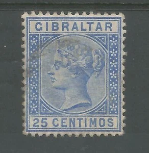 GIBRALTAR SG26a THE 1889-96 QV 25 CENTIMOS DEEP ULTRAMARINE MINT CAT £35 - Picture 1 of 2