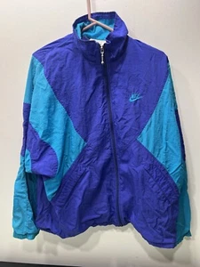 Vintage Nike Jacket Youth Sz 14 Or Large Blue/purple Windbreaker - Picture 1 of 24