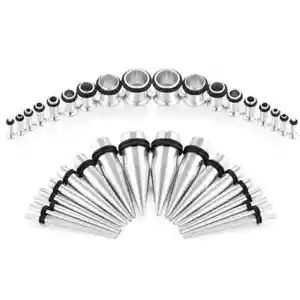 Pair Stainless Steel Tapers and Screw Tunnels Ear Stretching Kit Gauges Set lot - Picture 1 of 11