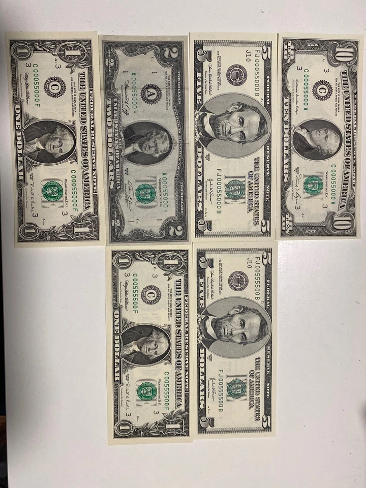 1976 $2 STAR Note，1981A $10，1995 $1 ，2003A $5《 MATCH & RADAR 00055000& 00555500》 - Image 1 of 2