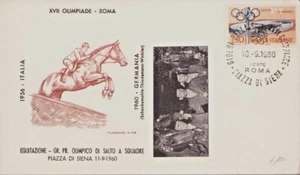 XVII OLIMPIADE Roma 11-9-1960 busta primo giorno EQUITAZIONE Salto a Squadre - Foto 1 di 1