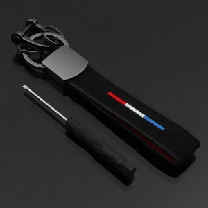 Alcantara Leather Car Key Chain Keyring Horseshoe Buckle 3 colors Flag Theme - Picture 1 of 8