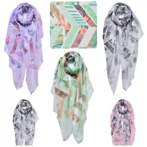 Ladies Soft Large Circle Segments Neck Print Scarf Shawl Beach Wraparound 6601 - Picture 1 of 7