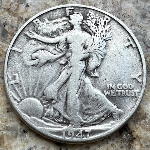 1947-D Walking Liberty Half Dollar - Rare Mint Mark, Very Fine Condition Cover