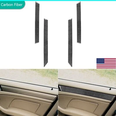 4Pcs Real Carbon Fiber Interior Door Panel Cover For BMW 3 Series M3 E46 1998-05 - Image 1 of 4