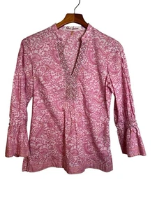 Robert Graham Beaded Bell Silk Pink Paisley Blouse Size Small Gorgeous NEW - Picture 1 of 12
