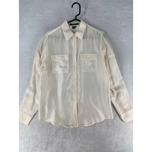 Camicia Lauren Ralph Lauren donna piccola 100% seta con bottoni champagne avorio - Foto 1 di 18