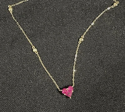 natural Burma ruby necklace,Heart 3 Gem 0.43 cttw In 14Kt  +4 VS Diamonds - Image 1 of 2