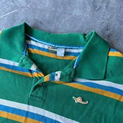 Hombre XXL Y2K Roca Wear Polo Rayas Verde y Amarillo Foto 1 de 4