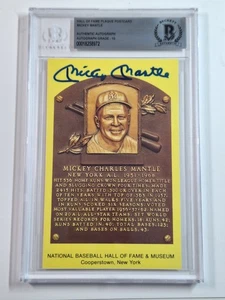 MICKEY MANTLE HOF Signed AUTO HOF PLAQUE GEM MT 10! JSA & BECKETT CERT#8972 - Picture 1 of 3
