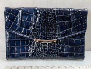 Furla blau Krokodil Alligator geprägtes Leder wandelbare Clutch Handtasche - Bild 1 von 7