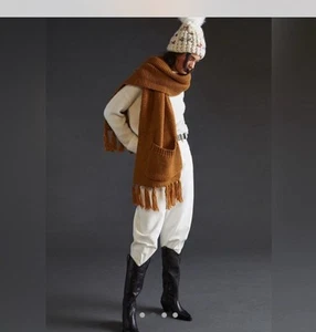 NWT Anthropologie Pilcro Mustard Yellow Long Chunky Oversized Scarf - Picture 1 of 3