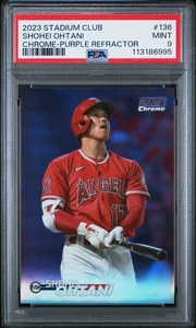 2023 TOPPS STADIUM CLUB #136 SHOHEI OHTANI CHROME-PURPLE REFRACTOR #/75 - Picture 1 of 2