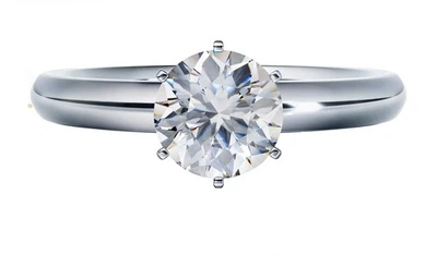 Platinum Plated Sterling Silver 2 CTW Round Cut Zirconia 6 Prong Ring - Size 11 - Image 1 of 4
