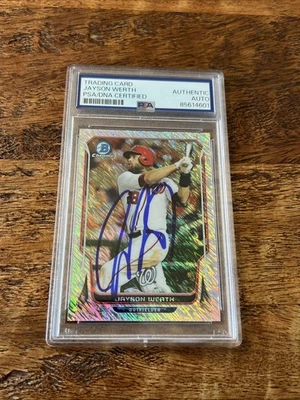 Tarjeta cromada Bowman firmada por IP de Jayson Werth losa de ADN autografiada de los Nacionales Foto 1 de 3