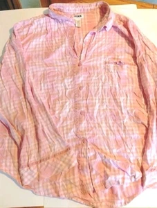 VICTORIA'S SECRET ROSA NUEVO CON ETIQUETAS XXL Camisa de Franela Recortada a Cuadros Rosa Y Blanco  - Imagen 1 de 4