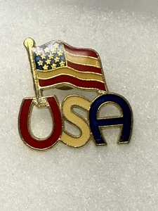 Spilla da bavero vintage bandiera americana USA rossa bianca e blu - Foto 1 di 5