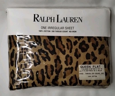 Sábana Plana Ralph Lauren Home Aragón Leopardo Reina De Colección 100% Algodón IRREGULAR  Foto 1 de 4