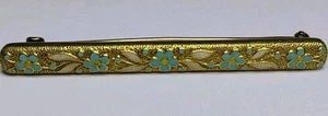 Antique 14k Gold Krementz & Co Brooch Bar Pin Victorian USA Enamel Newark USA - Picture 1 of 17