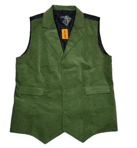 XXX Rude Gilet Velluto Verde Punk Goth Grunge Hot Topic Uomo Taglia XL *NUOVO* - Foto 1 di 6