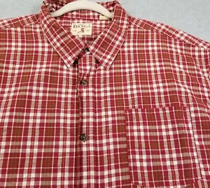 RedHead Button Up Shirt Men’s 3XL XXXL Red Green White Plaid Seersucker Cotton - Picture 1 of 10
