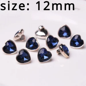 6X Glitter Crystal Buttons Sewing Craft for Cardigan Costume Heart Shape Decor - Picture 1 of 22