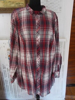 Chemisier coton/polyester écossais rouge stretch SEMPRE by CHALOU 60FR 32UK Foto 1 de 4